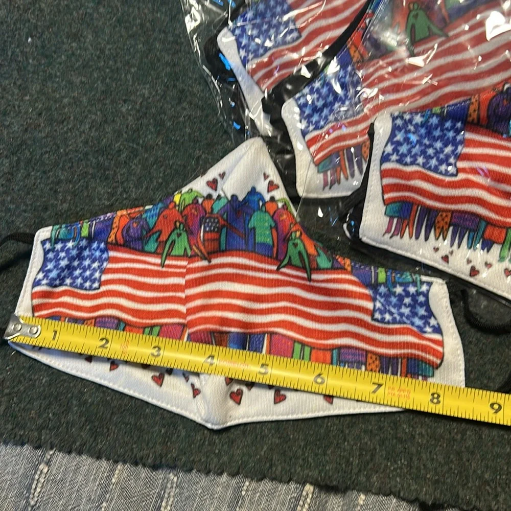 Bundle of FIVE Laurel Burch American Flag cotton Facemask